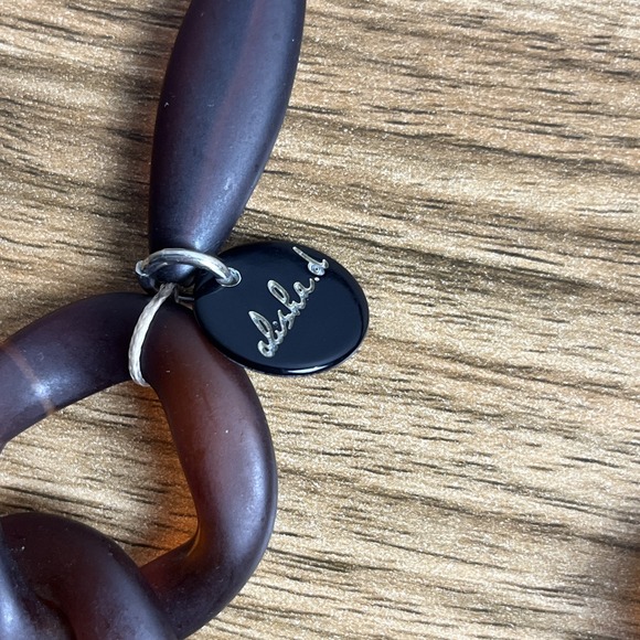 Alisha D Ombre Chunky Fashion Acrylic Link Chain Blue & Brown Statement Necklace - Picture 2 of 4